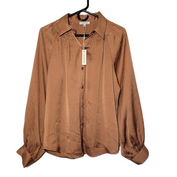 NWT Max Studio Women's Button Front Collared Blouse‎ Size Large - Picture 1 of 12